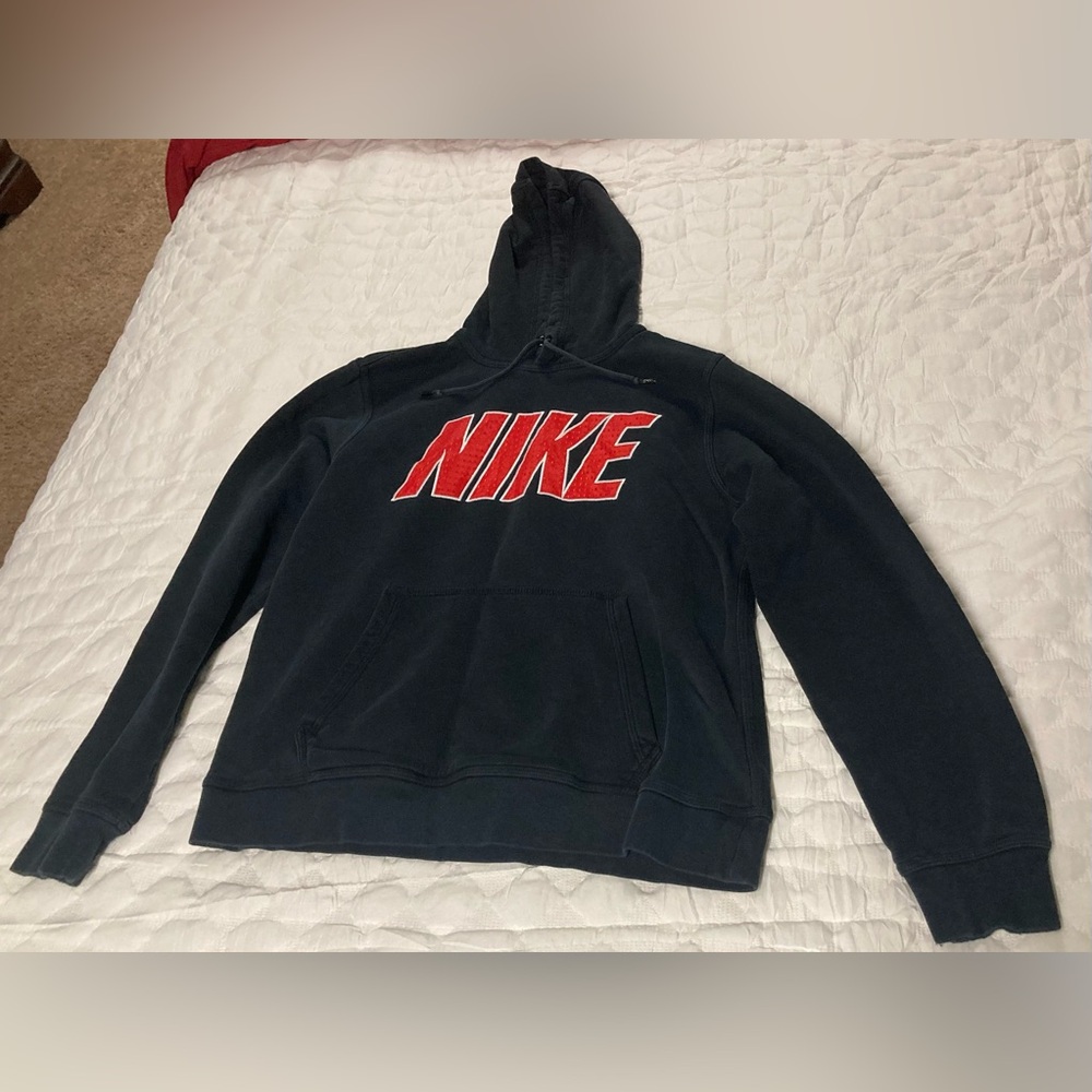Nike Men's Black Hoodie with Red Logo